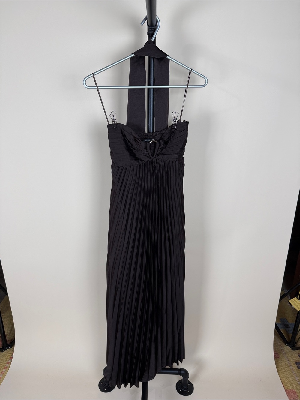 Abercrombie Brown Pleated Halter Evening Dress